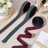 9 Yards 3 Colors Ethnic Style Embroidery Flat Polyester Elastic Rubber Cord/Band, Webbing Garment Sewing Accessories, Mixed Color, 22mm, 3 yards/color