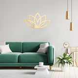 1Pc Acrylic Mirror Lotus Wall Decorations, Hollow out, with 30Pcs Acrylic Double-sided Pads, Gold, 1~18x1~30x0.1~0.15cm