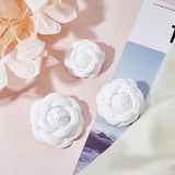 6Pcs 3 Size Camellia Shaped Velet Lapel Pins, Alloy Exquisite Brooches for Women, White, 48~63.5x50~62x25~27mm, Pin: 0.5mm, 2Pcs/size