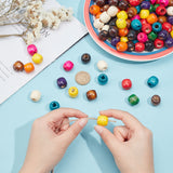 220Pcs 11 Colors Natural Wooden Beads, Large Hole Beads, Rondelle, Mixed Color, 17mm, Hole: 7mm, 20pcs/color