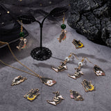 24Pcs 6 Style Gothic Theme Alloy Enamel Pendants, Crow with Moon & Moon with Skull, Mixed Color, 26~28x15~20x1~1.5mm, Hole: 1.8~2mm, 4pcs/style