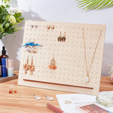 Wood Slant Back Earring Display Stands, Rectangle Jewelry Organizer Holder for Earring Storage, Bisque, Finish Product: 10.5x35x27cm