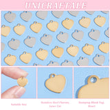 100Pcs 2 Colors 201 Stainless Steel Charms, Laser Cut, Stamping Blank Tag, Heart, Mixed Color, 10x10x0.8mm, Hole: 1.4mm, 50pcs/color