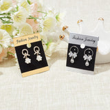 Plastic Earring Display Card, with Velvet Cloth, Rectangle, Black, 200pcs/set