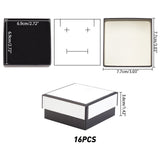 Paper Box, Snap Cover, with Sponge Mat, Jewelry Box, Square, White, 7.7x7.7x3.6cm