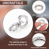 4Pcs 304 Stainless Steel Spring Gate Rings, for Keychain, Round Ring, Stainless Steel Color, 7 Gauge, 20x3.5mm