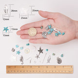 DIY Earring Making, with 316 Surgical Stainless Steel Pendants, Freshwater Shell Pendants, Synthetic Turquoise Beads and Brass Earring Hooks, Mixed Color, 11x7x3cm