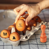 5Pcs 5 Styles Plastic Rubber Stamps with Wood Handles, DIY Egg Drawing Stamps, Egg, 55x20mm, Pattern: 18mm, 1pc/style