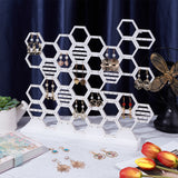 Honeycomb Grid Wood Earring Display Stands, Assembled Earring Organizer Holder for Stud Earrings, Earring Hook Storage, White, Finish Product: 6.3x35x33cm, about 2pcs/set