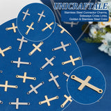 60Pcs 2 Colors Religion 201 Stainless Steel Connector Charms, Sideways Cross Links, Golden & Stainless Steel Color, 23x12.5x0.6~0.8mm, Hole: 1.5~1.6mm, 30pcs/color