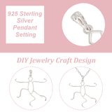 2Pcs 2 Colors 925 Sterling Silver 5 Claw Prongs Pendant Blank Oval Shape Cabochon Settings, Easy Mount Claw Settings, for Irregular Raw Gemstone, with 925 Stamp, Platinum & Golden, 33.5x32.5x1mm, Hole: 5x2.8mm, 1pc/color