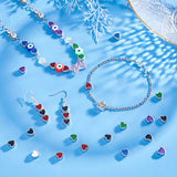 60Pcs 6 Colors Alloy Enamel Beads, Platinum, Heart, Mixed Color, 8x8.5x4mm, Hole: 1.6mm, 10pcs/color