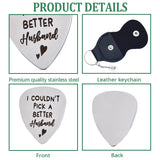 201 Stainless Steel Guitar Picks, with PU Leather Guitar Clip, Plectrum Guitar Accessories, Word Husband, Black, 67mm