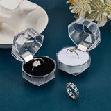 40Pcs 2 Colors Octagon Transparent Plastic Ring Boxes, Jewelry Box, Mixed Color, 3.8x3.8x3.8cm, 20pcs/color