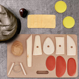 DIY Clay Ceramic Craft Jewerly Tool Kit, Including Portable Clay Wedging Board, MDF Wood Mud Mat, Silicone Molds and Wooden Carving Curved Clapper, Mixed Color