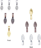 Tibetan Style Alloy Glue-on Flat Pad Bails, Pendant Bails, Leaf, Mixed Color, 26x8x7mm, Hole: 5x8mm