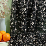 Flower Pattern Polyester Mesh Fabric, for Dress Costumes Decoration, Black, 125~130x0.01~0.05cm, 2 yard/pc