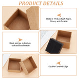 48Pcs 2 Styles Square Kraft Paper Cardboard Jewelry Ring Boxes, with Sponge Inside, Mixed Color, 4~5.1x4~5.1x2.8~3.2mm, 24pcs/style