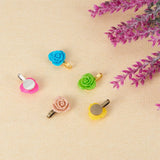 Tibetan Style Alloy Glue-on Flat Pad Bails, Pendant Bails, Flat Round, Mixed Color, 18x10x5.5mm, Hole: 6x3.5mm