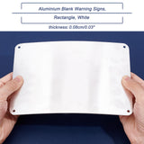 Aluminium Blank Warning Signs, Rectangle, White, 180x127x0.8mm, Hole: 4mm