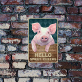 Rectangle Metal Iron Sign Poster, for Home Wall Decoration, Pig Pattern, 300x200x0.5mm