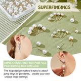 84Pcs 6 Styles 304 Stainless Steel Ball Stud Earring Findings, with Acrylic Imitation Pearl Beads and Loop, Mixed Color, 17~19.5x6.5~9mm, Hole: 0.8~1mm, Pin: 0.8mm, 14pcs/style