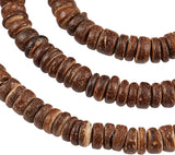 Natural Coconut Shell Rondelle Bead Strands, Coconut Brown, 8x2.5~5mm, Hole: 1mm, about 107pcs/strand, 16.1 inch, 4strands/bag