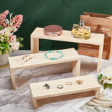 3-Tier Rectangle Wood Jewelry Display Risers, for Rings, Bangles, Necklaces, Action Figures Display, Bisque, 22.5~27x7.7~7.8x4.95~13.1cm, 3pc/set