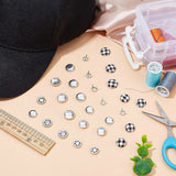 120 Sets 2 Style Aluminum Cap Top Buttons, for Hat Making Accessories, Platinum, 7~15x3~10mm, 3pcs/set, 60 sets/style