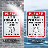 UV Protected & Waterproof Aluminum Warning Signs, Please Leave Packages and Deliveries Here Sign, Red, 350x250x1mm, Hole: 4mm