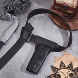 Men's PU Leather Belt Sword Dagger Frog Case, Sword Holster Waist Belt, Black, 73-1/4 inch(186cm)