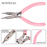 45# Carbon Steel Jewelry Pliers, Round Nose Pliers, Wire Cutter, Polishing, Pink, 12.2x8x0.9cm