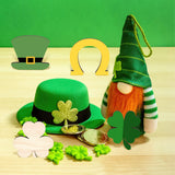 MAYJOYDIY US Unfinished Wooden Cutouts, for Saint Patrick's Day, Shamrock/Clover/Hat, Old Lace, 7.9~8.7x7.55~9x0.75cm, 2pcs/style, 4 style, 8pcs/box