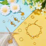 Bee & Honeycomb Zinc Alloy Enamel Pendant Locking Stitch Marker Sets, with Hexagon Ring Stitch Markers, Golden, 3.2~3.7cm, 22pcs/set, 2 sets/box