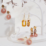 DIY Dangle Earring Making Kits, 6Pcs Flat Round & Rectangle Acrylic Pendants, 72Pcs Oval Acrylic & Plastic & Stainless Steel Linking Rings, Brass Earring Hooks & Jump Rings, Mixed Color, 98pcs/bag