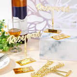 Acrylic Mirror Reserved Table Signs, for Restaurant, Bar, Gold, Finished: 40x68x148mm