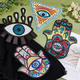4Pcs 4 Style Computerized Embroidery Cloth Self Adhesive Sequins Patches, Stick On Patch, Costume Accessories, Appliques, with Evil Eye, Mix-shaped, Mixed Color, 260x223x1mm, 1pc/style