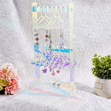 Laser Style Acrylic Earring Display Stands, Holds Up to 16 Pairs, 2-Tier Earring Organizer Holder, Coat Hanger Shapes, Colorful, Finish Product: 2.3x7x30cm, about 21pcs/set