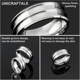 7Pcs 7 Size 201 Stainless Steel Wide Band Finger Rings for Men Women, Stainless Steel Color, US Size 7 1/4~13 1/4(17.4~22.3mm), 1pc/size