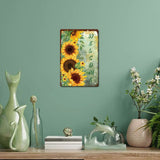 Tinplate Sign Poster, Vertical, for Home Wall Decoration, Rectangle with Word Welcome, Sunflower Pattern, 300x200x0.5mm