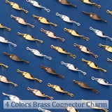 80Pcs 4 Colors Brass Connector Charms, Twist, Mixed Color, 15.5x3x2.5mm, Hole: 1mm, 20pcs/color