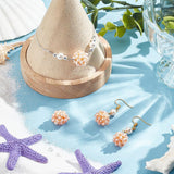 4Pcs Round Handmad Natural Pearl Woven Beads, Seashell Color, 12mm, Hole: 1.5mm