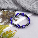Handmade Evil Eye Lampwork Flat Round Beads, Blue, 12x5mm, Hole: 1mm, 66pcs/box