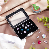 Rectangle Stainless Iron Diamond Display Boxes, Visible Window Small Jewelry Storage Case with Sponge, Matte Style, Matte Platinum Color, 6x8x1.65cm