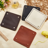 4Pcs 4 Colors Square PU Leather Knitting Crochet Bags Nail Bottom Shaper Pad, with Metal Nail, for Bag Bottom Accessories, Mixed Color, 15.1x15x0.45~1cm, Hole: 5mm, 1pc/color