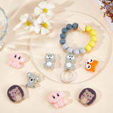 10Pcs 5 Style Food Grade Eco-Friendly Silicone Beads, Chewing Beads For Teethers, DIY Nursing Necklaces Making, Fox & Bear & Raccoon, Mixed Color, 21~32x21~29x7.5~9.5mm, hole: 2.5~2.8mm, 2pcs/style