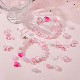 DIY Cute Beaded Stretch Bracelet Making Kit, Including Flower & Star & Bowknot & Heart & Butterfly & Candy Acrylic Beads, Elastic Thread, Pink, 20x34x5.5mm, Hole: 1.8mm, Beads: 150Pcs/bag