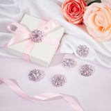 6Pcs 1-Hole Brass Shank Buttons, with Rhinestone and Glass, Garment Decoration, Flower, Plum, 26x26x10mm, Hole: 2mm