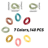 Opaque Acrylic Linking Rings, Quick Link Connectors, For Curb Chains Making, Twist, Mixed Color, 22x16.5x5.5mm, Inner Measure: 12x6mm, 7 colors, 20pcs/color, 140pcs/set