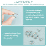 304 Stainless Steel Smooth Surface Spring Ring Clasps, Stainless Steel Color, 7.5~20x5~17x1.5~2.5mm, 10pcs/box